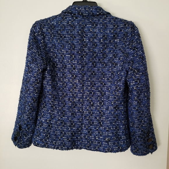 Kate Spade New York "Silver Lining" Tinsel Tweed Blazer Jacket Sz 0 Royal Blue - Picture 8 of 12